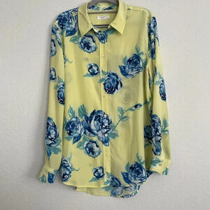 Equipment Womens Reese Clean Silk Shirt Yellow Boudoir Rose Floral Print Medium